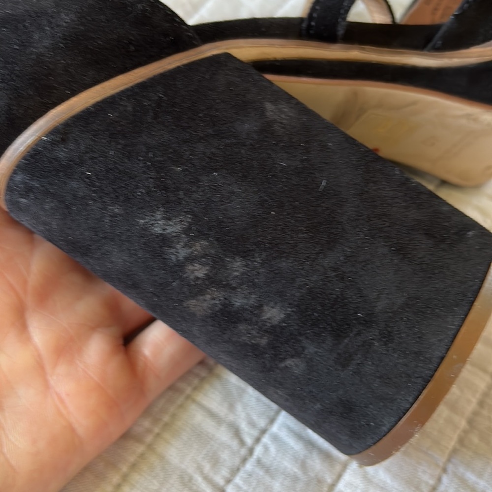 Free people Remi suede black leather platform Mary jane chunky block heels 40 - Picture 11 of 16